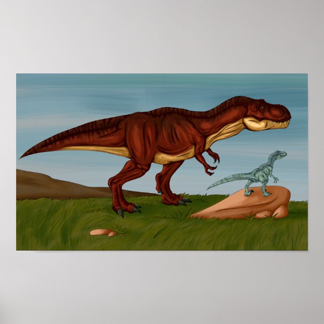 T-Rex och Velociraptor Poster (Framsidan)