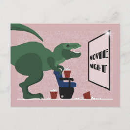 T Rex on Movie Night Postcard Helg Vykort