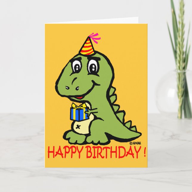 T-rex önskar dig en grattis på födelsedagen! kort (Framsida)