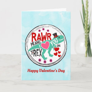T-Rex på en Top hat Cute Funny Valentindag Kort
