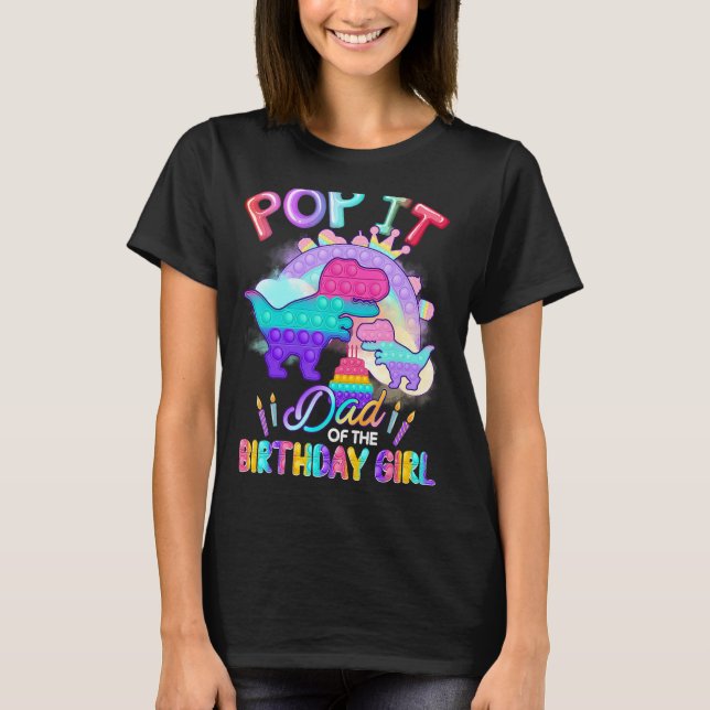 T Rex Pappa vid födelsedagspressen Dinosaur Fid Shirt (Framsida)