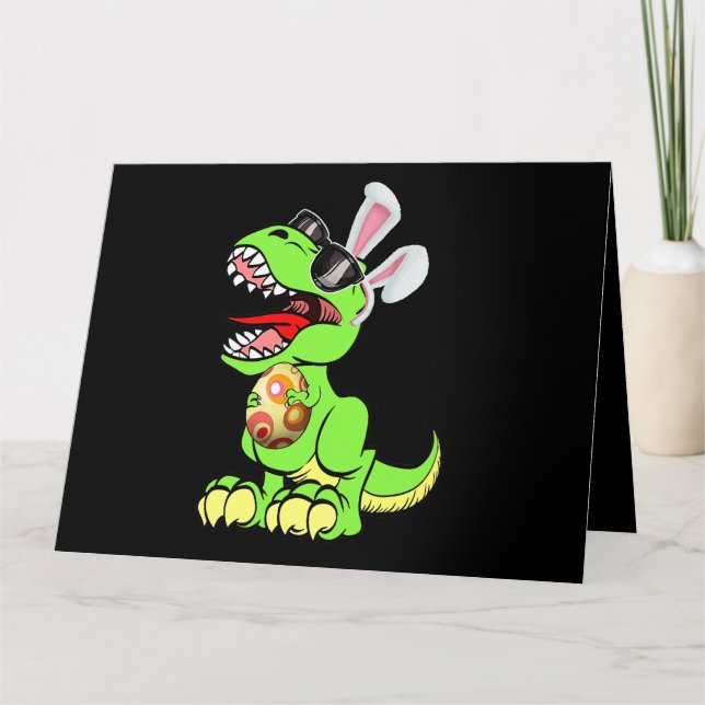 T Rex Påskhare Funny Dinosaur Boys Basket Stuf Kort (Framsida)