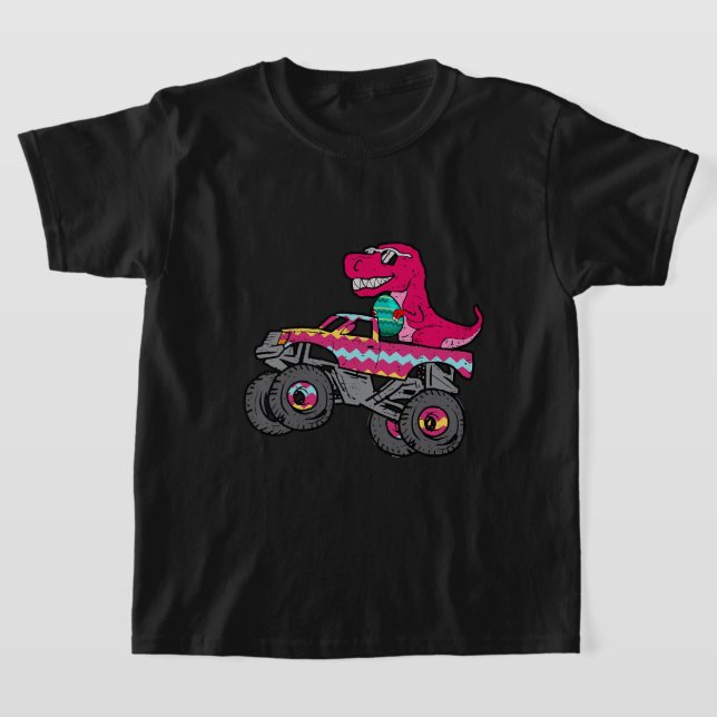 T Rex Påskhare Funny Dinosaur Boys Basket Stuf Shirt (Laydown)