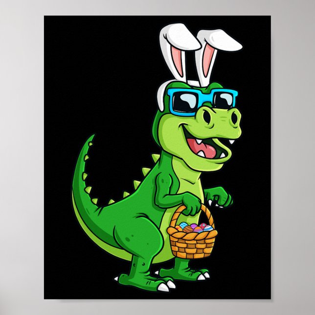 T Rex Påskhare med Roligt B för ägg Basket Poster (Framsidan)