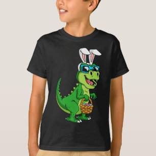 T Rex Påskhare med Roligt B för ägg Basket Shirt