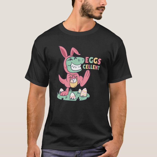 T rex Påskhare Pun Eggs Cellent Shirt (Framsida)