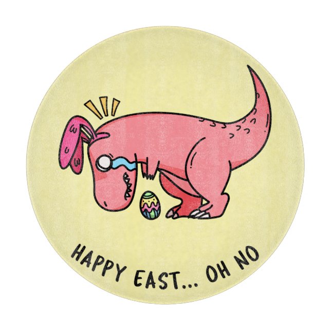 T-Rex Påskkamp Runt Glas Skärbräda (Framsidan)