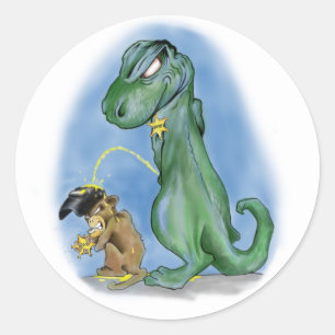 T-rex-peeing på apa runt klistermärke