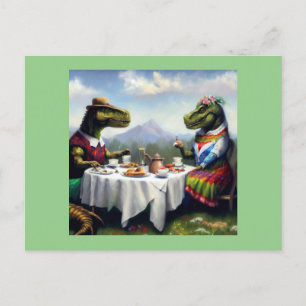 T Rex Picnic Vykort