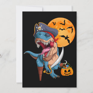 T-Rex Pirat Trick Treat Halloween Dinosaur Inbjudningar