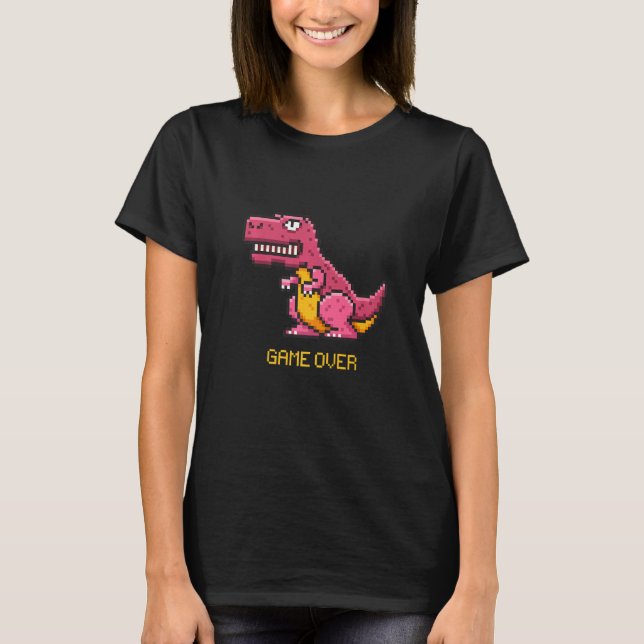 T Rex Pixel Gaming Dinosaur Coola Dinosaur Graphic Shirt (Framsida)