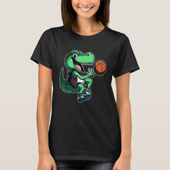 T Rex playing Basketball Coach Dino Trex Rex Sport Shirt (Framsida)