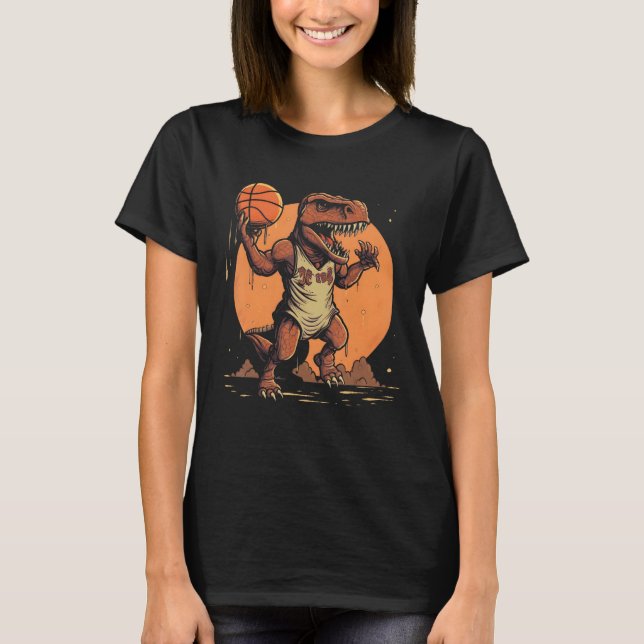 T Rex playing Basketball Coach Dino Trex Rex Sport T Shirt (Framsida)