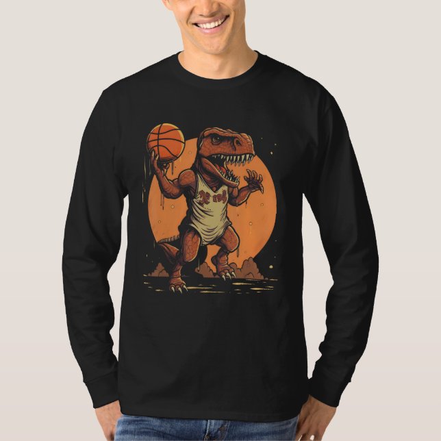 T Rex playing Basketball Coach Dino Trex Rex Sport T Shirt (Framsida)