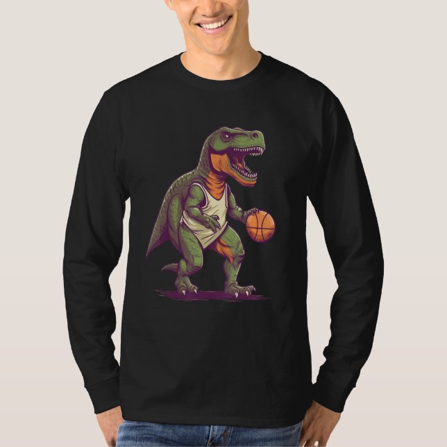 T Rex playing Basketball Coach Dino Trex Rex Sport T Shirt (Framsida)