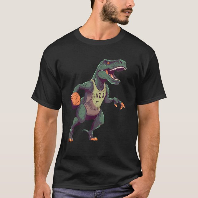 T Rex playing Basketball Coach Dino Trex Rex Sport T Shirt (Framsida)