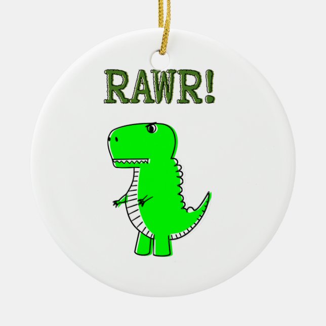 T-Rex-RAWR för ljus och Arg Julgransprydnad Keramik (Framsidan)