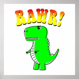 T-Rex-RAWR-Groovy-text för ljud och Arg Poster