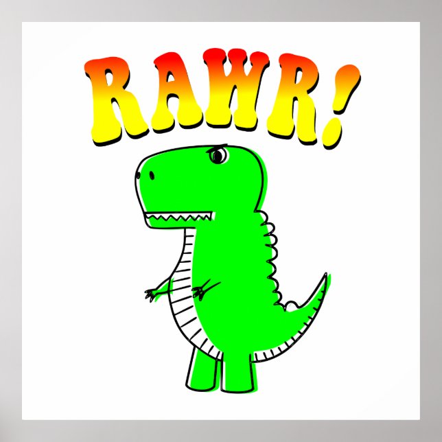 T-Rex-RAWR-Groovy-text för ljud och Arg Poster (Framsidan)