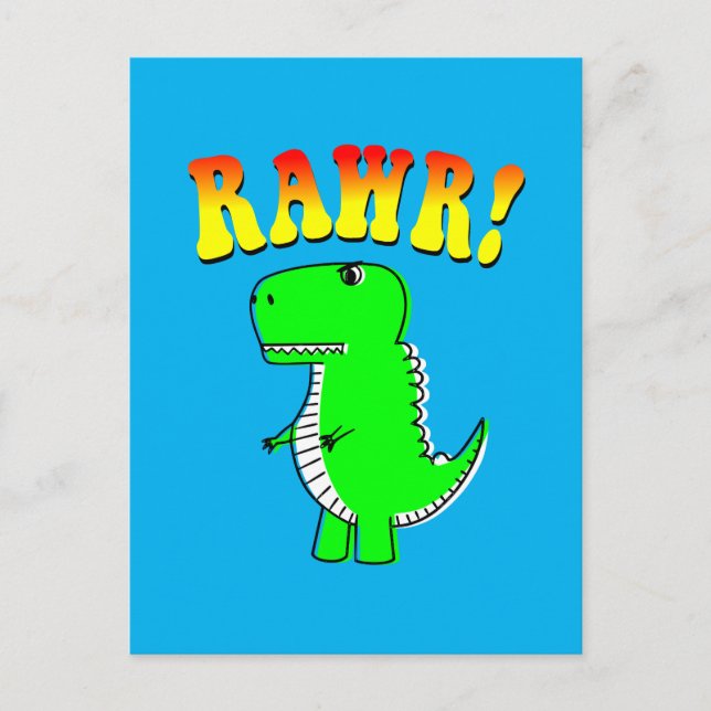 T-Rex-RAWR-Groovy-text för ljud och Arg Vykort (Framsida)