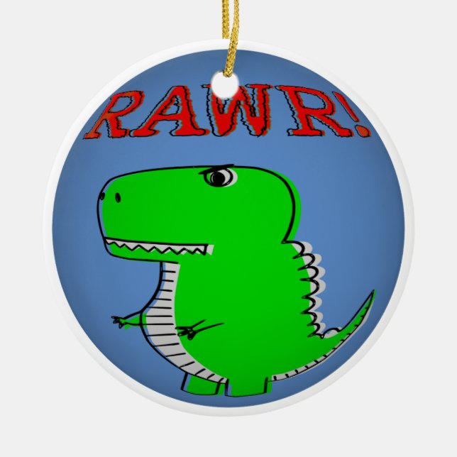 T-Rex RAWR-Tecknaden för Arg och ljud Julgransprydnad Keramik (Framsidan)