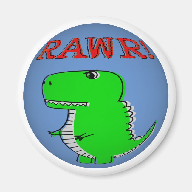 T-Rex RAWR-Tecknaden för Arg och ljud Magnet (Framsidan)