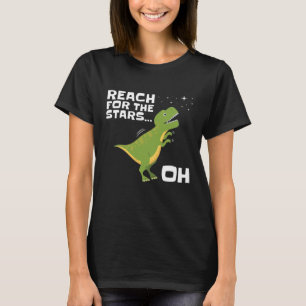 T-Rex Reach för Stars Funny Kort Arm T Shirt