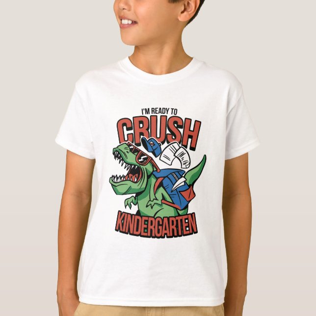 T-rex redo att krossa förskole t-shirt design (Framsida)
