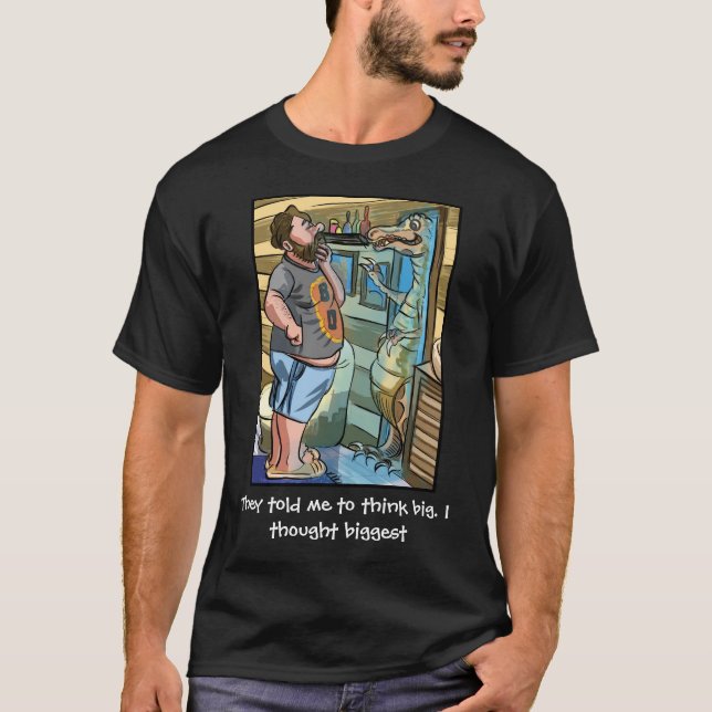 T-Rex-reflektion: Tänk Större Än Stort T Shirt (Framsida)