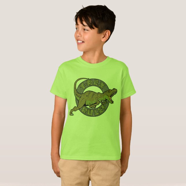 T-Rex Regler Boy's T-shirt (Hel framsida)