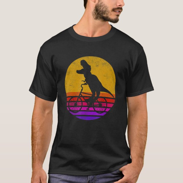 T Rex Riding A Bike Trex Dinosaur Bicycle Rider Shirt (Framsida)