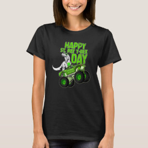 T Rex Riding Monster Lastbil Lycklig St Patrex Day Shirt