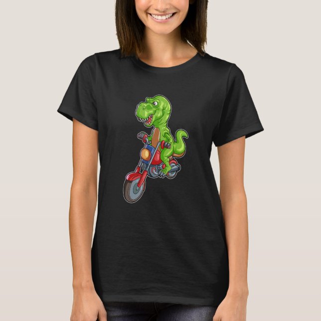 T Rex Riding Motorcycle Dinosaur Trex Biker 1 T Shirt (Framsida)