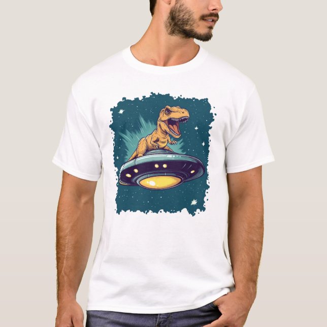 T-Rex ridning UFO T Shirt (Framsida)