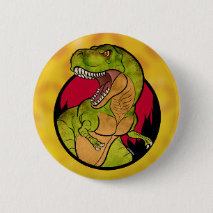 T-Rex röd bakgrund Knapp