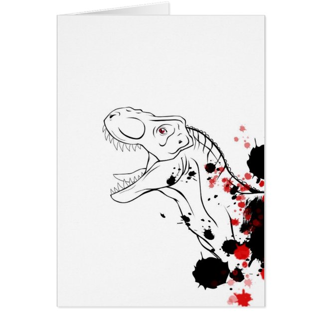 T-Rex (röd och svart) Hälsningskort (Framsidan)