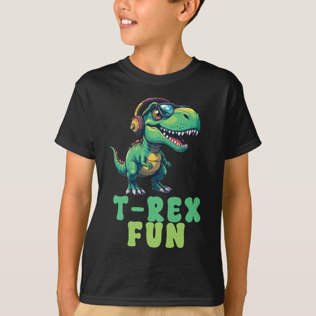 T-Rex Roligt Kids Boy T Shirt (Framsida)