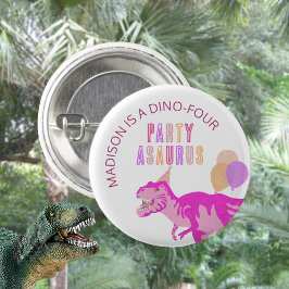 T-Rex Rosa Party Asaurus Cute Dinosaur Birthday Knapp