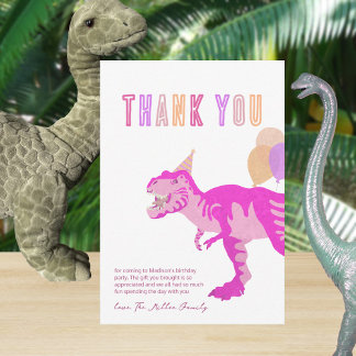 T-Rex Rosa Söt Barn T Rex Rolig Dinosaurie Födelse Tack Kort