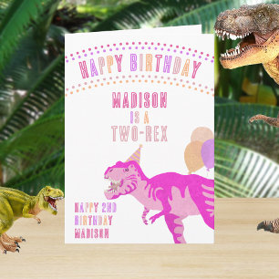 T-Rex Rosa vid någon ålder av dinosaur Grattis på Kort