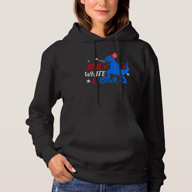 T Rex Rött vitt blått 4:e juli Dinosaur Patrioti Shirt (Framsida)