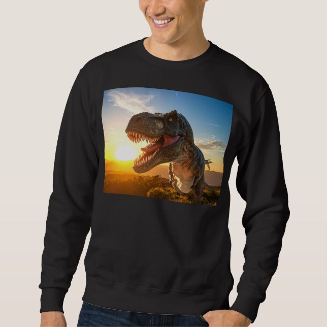 T-Rex rytande design Lång Ärmad Tröja (Framsida)