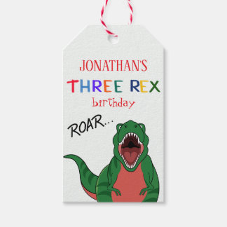 T Rex rytande Tre Rex födelsedag Barn Presentetikett