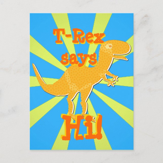 T-Rex säger Hej Postkort Vykort (Framsida)