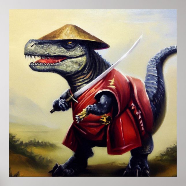 T Rex Samurai Poster (Framsidan)