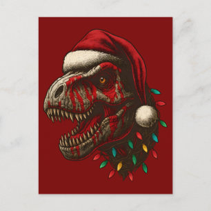 T-Rex Santa Dinosaur-jul Helg Vykort