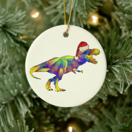 T. rex Santa Funny Dinosaur Julgransprydnad Keramik