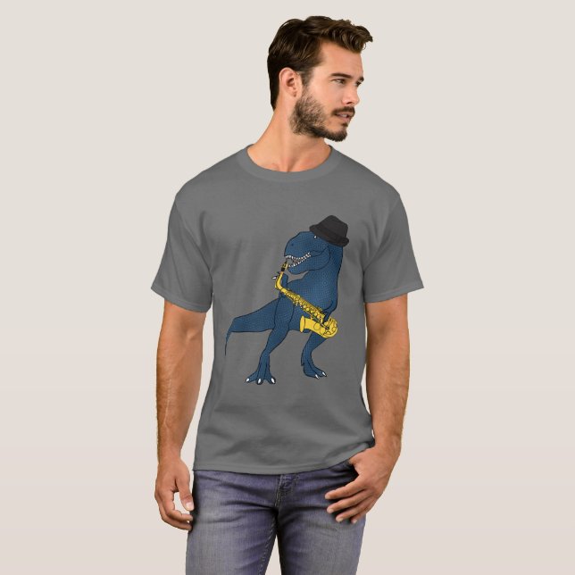 T-Rex saxofon T Shirt (Hel framsida)