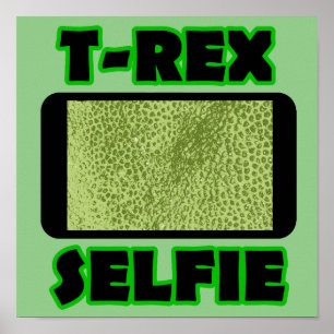 T-Rex Selfie Kort Arm Funny Dinosaur Poster tecken