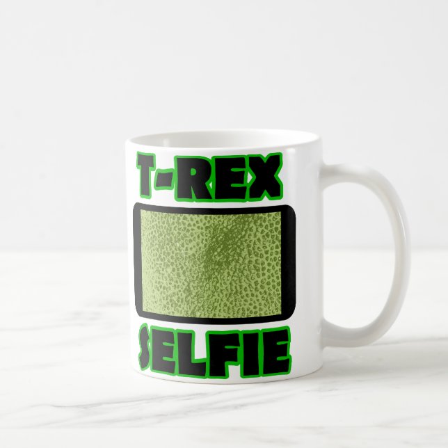 T-Rex Selfie Korta Armar Rolig Dinosaurie Mugg (Höger)